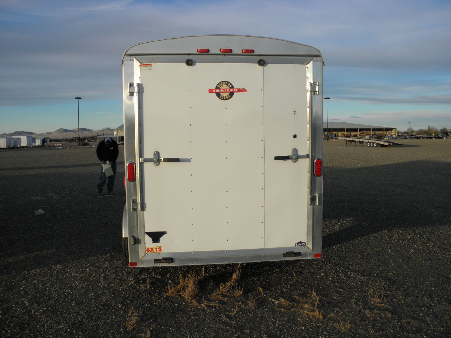 2015 6' X 12' single axle enclosed cargo, fold down rear door, wood lined, white - Image 2 of 2