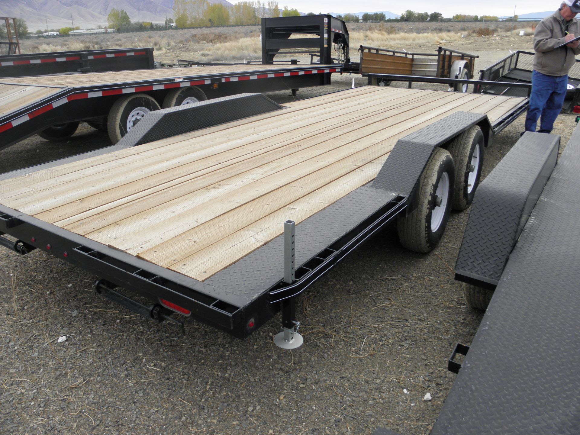 2015 8 Â½'  X 20' tandem axle flatbed, tongue pull, stake pockets - Image 3 of 3