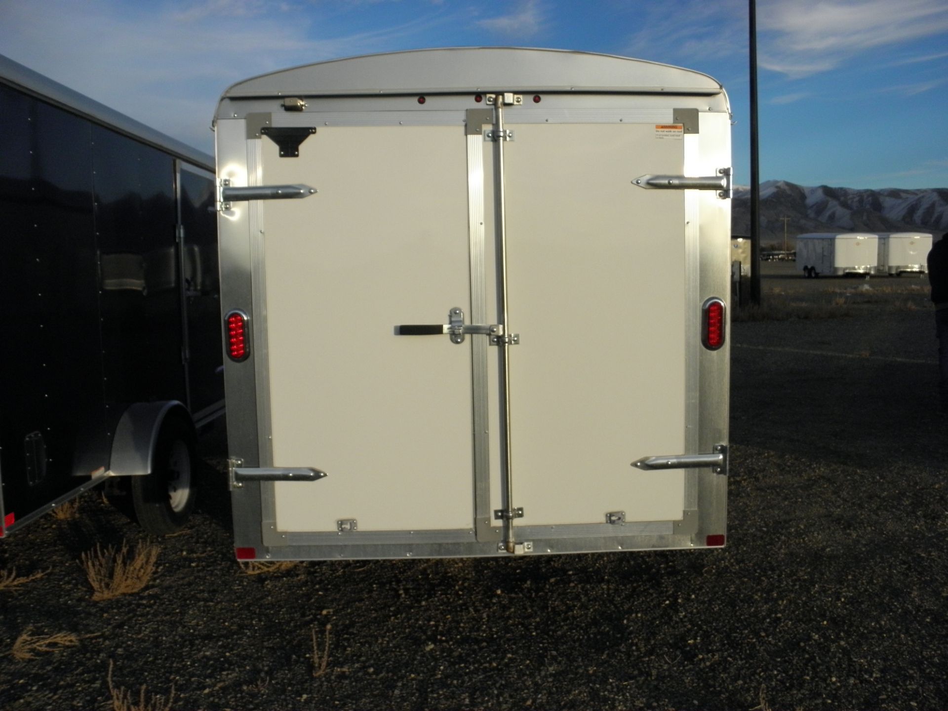 6' X 12' single axle enclosed cargo, barn rear doors, wood lined, white 5  Â½' tall - Image 2 of 3