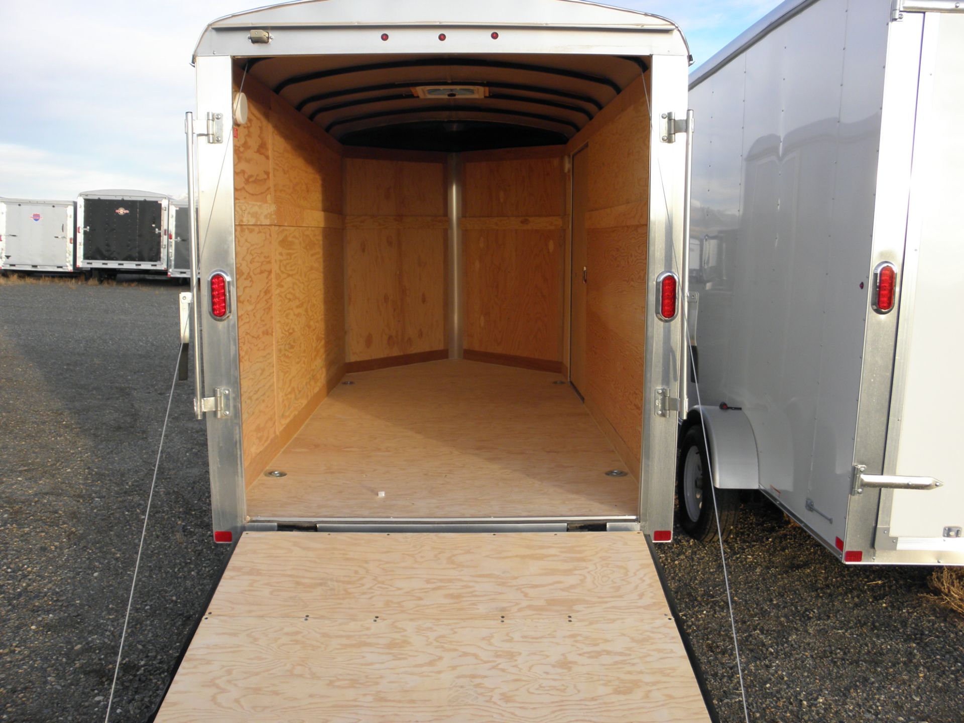 6' X 12' single axle enclosed cargo, fold down rear door, wood lined, V nose, silver - Image 3 of 3