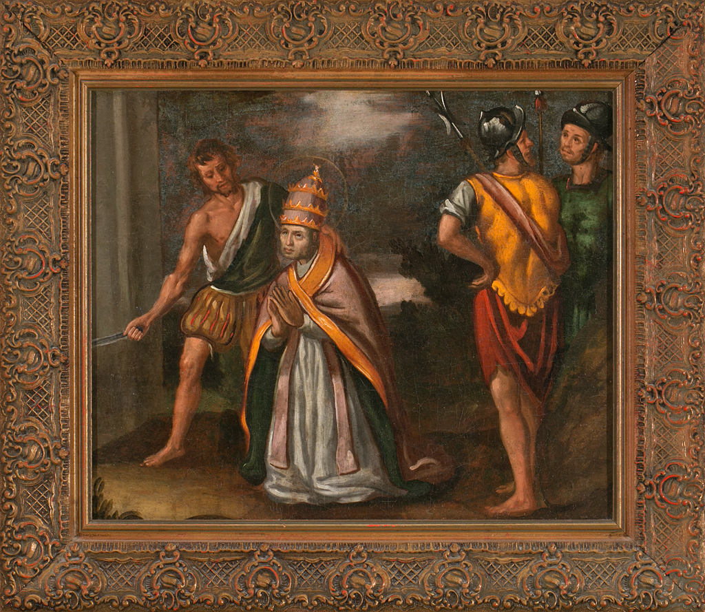 Spanish school, 17th Century. The martyrdom of a Pope Oil on canvas 38x45 cm