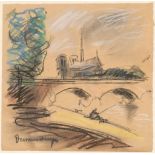 Rafael Durancamps Sabadell 1891 - 1979 View of Paris Charcoal, clarion and wax crayon on paper