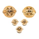 Gold and diamonds buttoning, circa 1870 Yellow and pink gold with silver views and rose cut