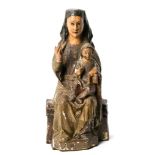 14th Century, probably Navarrese school The Virgin and Child Sculpture in carved and polychromed