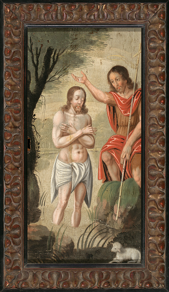 Flemish school, 16th Century Christ, The Visitation and The Baptism of Christ Three oil paintings on