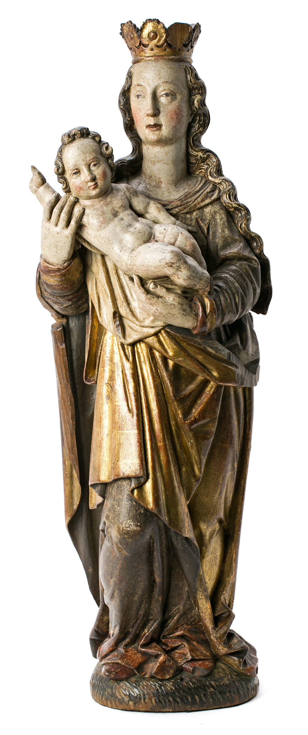 Southern German school, late 15th Century The Virgin and Child Carved, gilt and polychromed wooden
