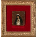 Spanish school, 17th Century. Virgin and The Holy Family Oil on panel and oil on copper 15,5x11 cm y