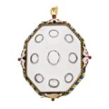 Reliquary pendant probably from the 17th Century Gold, enamel and double octagonal central medallion