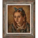Antoni Vila Arrufat Sabadell 1894 - Barcelona 1989 Portrait of a girl Oil on cardboard Signed and