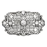 An Art Deco diamond brooch, circa 1930 Platinum, one old brilliant cut diamond, 1.18 cts approx, K