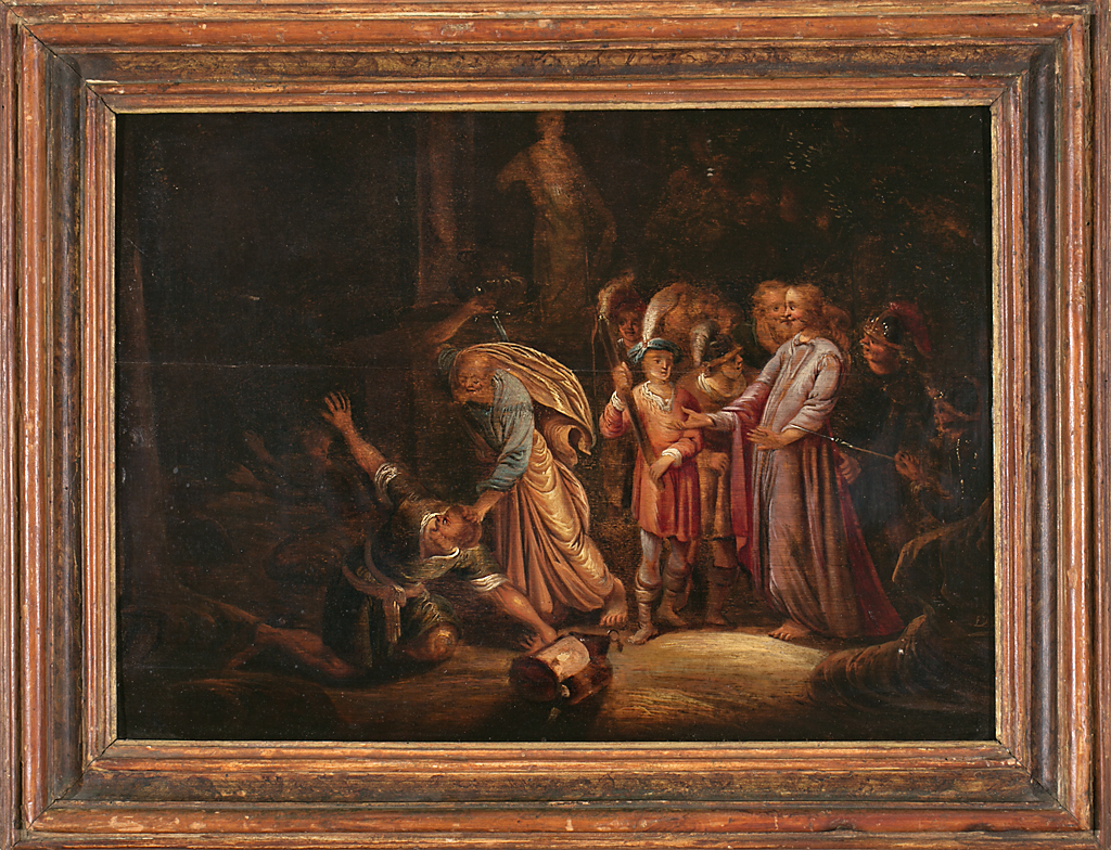 Dutch school, circa 1630 The Taking of Christ Oil on panel With traces of a signature. We would like