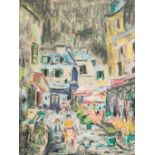 Casimir Martínez Tarrassó Barcelona 1898 - 1980 View of Montmartre, Paris Wax crayon and ink on