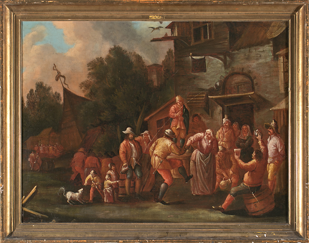 Flemish School, circa 1700. Follower of Andries Both Dance at an inn Oil on canvas We would like
