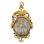 Rosary pendant, late 18th Century - early 19th Century Gold and central medallions with miniatures