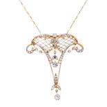 A Belle Epoque diamond pendant, circa 1900 Gold and platinum, 8/8 and old brilliant-cut diamonds,