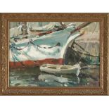 Jacinto Olivé Barcelona 1896 - 1967 Ships Oil on canvas glued to cardboard Signed 23,5x32,5 cm