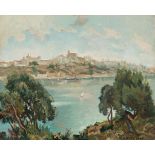 Joan Vives Llull Maó 1901 - 1982 View of the port of Mahon Oil on canvas Signed 50x61 cm