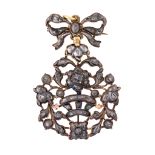 Giardinetto brooch pendant, late 18th Century Gold, silver and table-cut diamonds, 0.30 cts. One