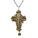 Silver cross pendant, probably from the 19th Century Partially gilt silver, representing Christ