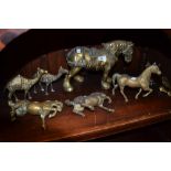 Brassware - a large shire horse; others;