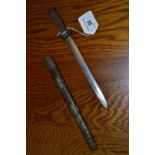 A Chinese dagger, 16.5cm pointed double-