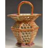 A small Chinese hexagonal basket, pierce