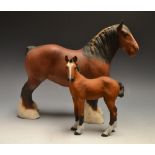 A Beswick model Shire mare, matt brown;