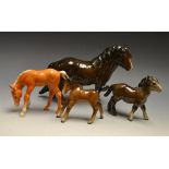 A Beswick model Shetland pony and foal;