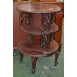 An Edwardian mahogany three tier circula