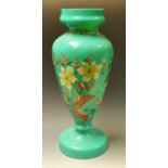 A 19th century turquoise glass vase, pai