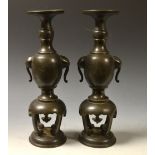 A pair of Chinese bronze vases, of Archa