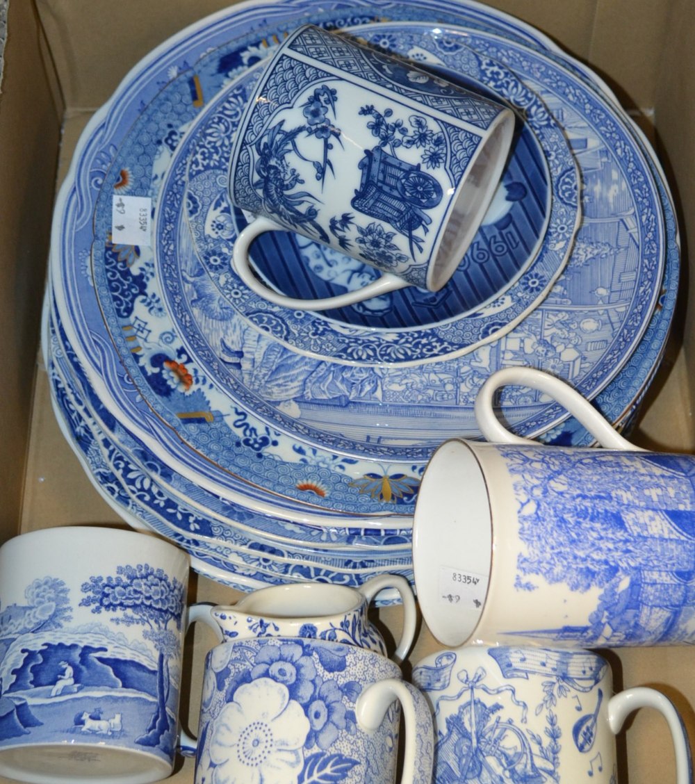 Ceramics- a blue and white Spode landsca