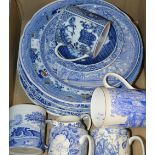 Ceramics- a blue and white Spode landsca