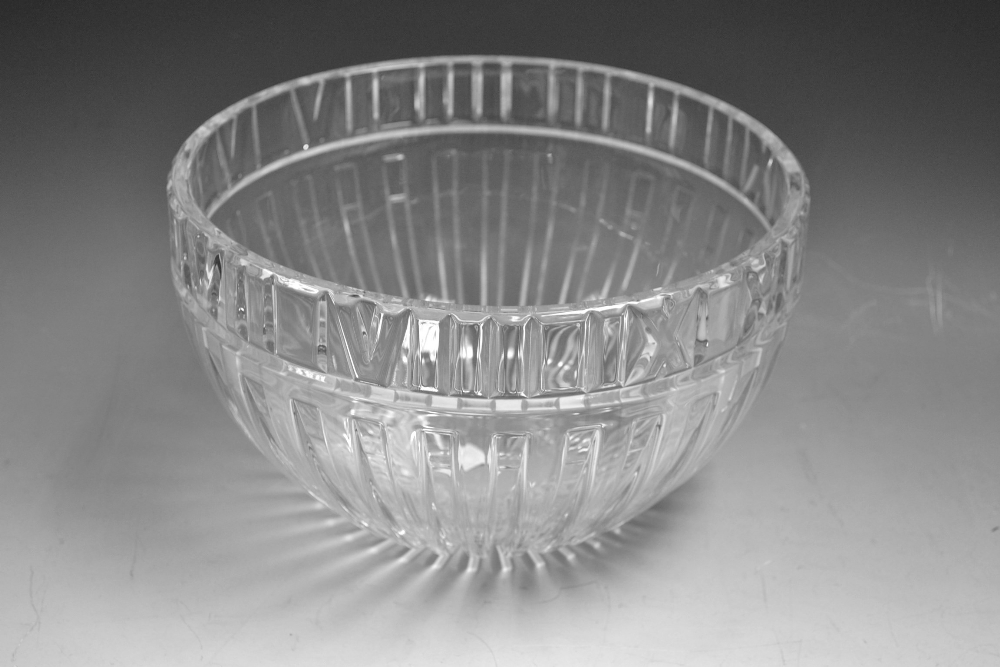 A Tiffany clear glass Atlas fruit bowl,