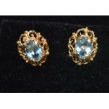 A pair of 9ct gold aquamarine stud earri