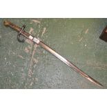 A French Chassepot bayonet, brass hilt,