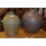 Two Chinese celadon type ovoid wine jars