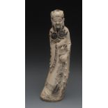 A Chinese carved ivory tusk section, as