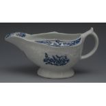 A Lowestoft blue and white sauce boat, d