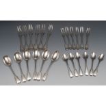 A part canteen of early Victorian silver