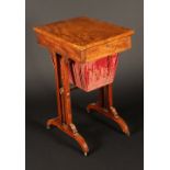 A post Regency satinwood work table, the