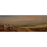 Jean Elliott (20th century) A pair, Sheep on the Moors signed, watercolours, 15cm x 41cm