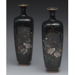 A pair of Japanese cloisonne vases, pane