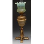 A Victorian gilt brass and uranium glass