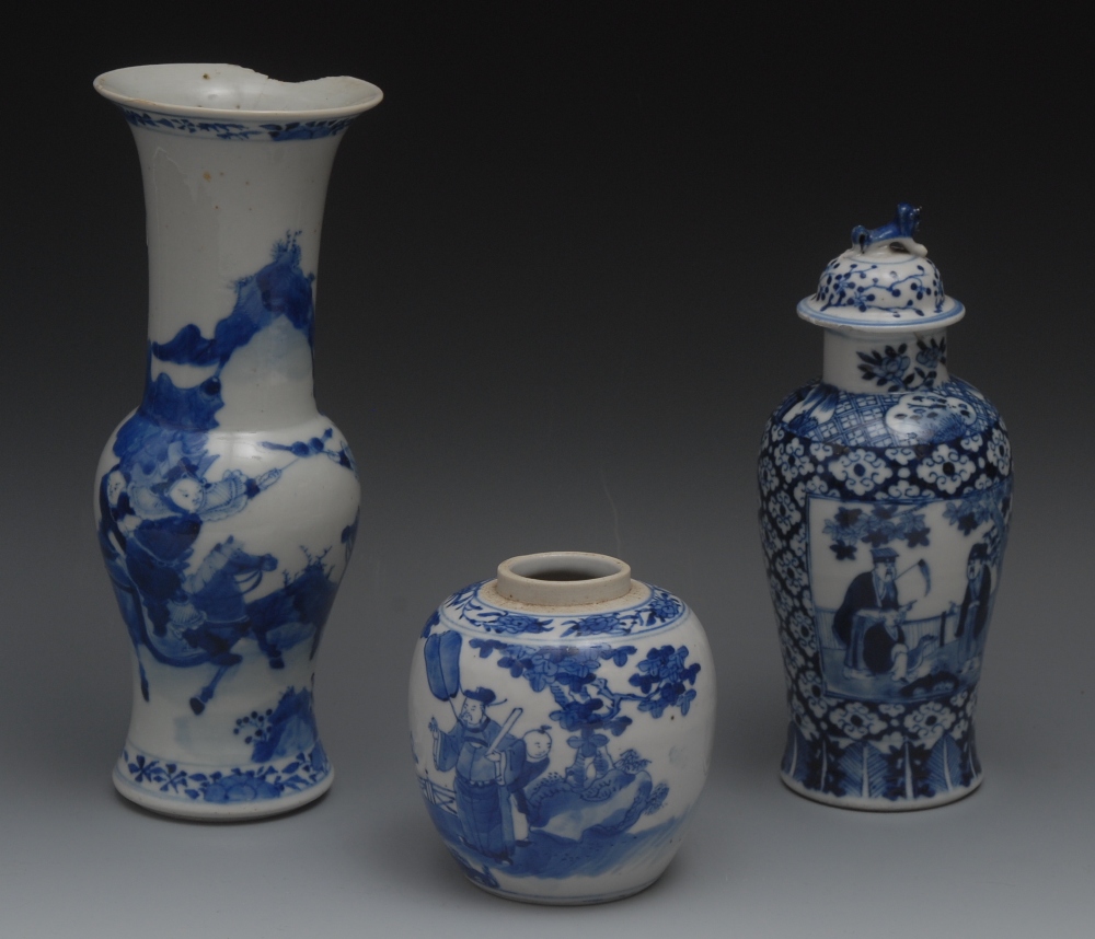 A Chinese yen yen vase, painted in under