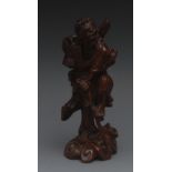 A Japanese hardwood figure, of an elder,