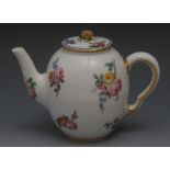 A Sevres ovoid teapot and cover, painted