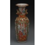 A Cantonese slender ovoid vase, painted