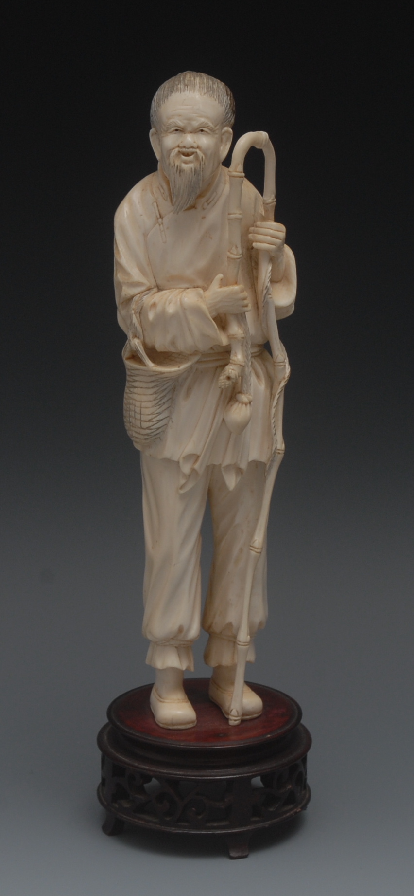 A Chinese ivory figural carving of a wis