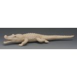 A fine Japanese ivory model of a crocodi